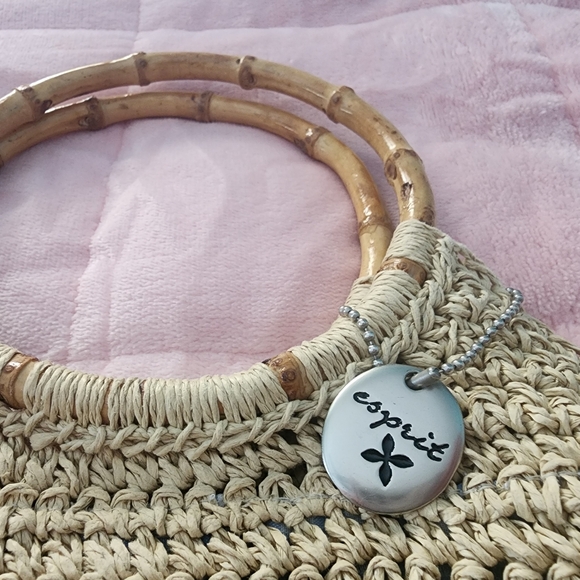 Esprit Woven Straw Tote with Bamboo Handles | Summer Bag - Picture 5 of 6